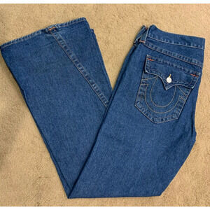 VTG True Religion Men's Joey Big T Flare Y2K Bootcut Jeans 38x33